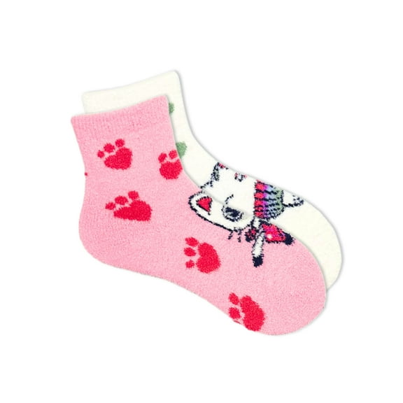 Gabby's Dollhouse Girls Cozy Socks, 2-Pack, Sizes S/M-M/L