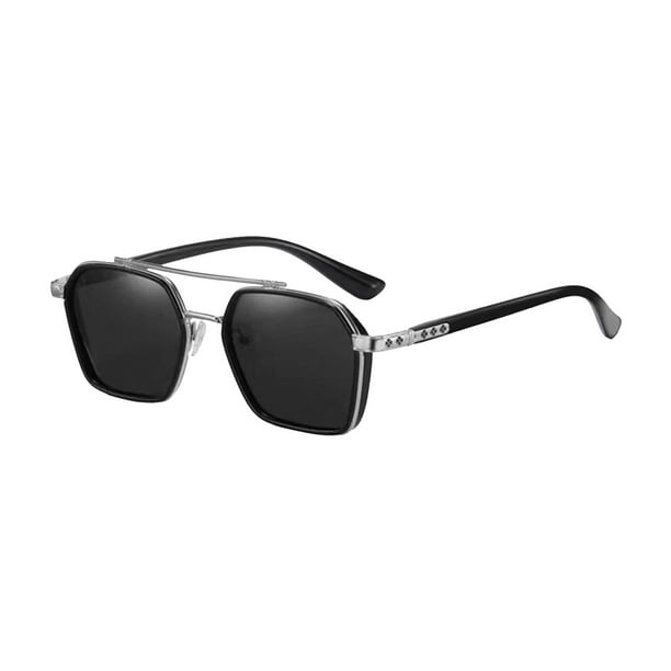 Lolmot Double Beam Slim Retro Pc Frame Optical Glass Sunglasses Block Fishing Glasses Silver Free Size