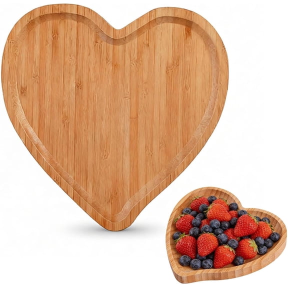 Wooden Serving Tray Heart Shaped Cheese Board Salad Plate Dinner Plate Cake Plate Decorative Serving Platter Plate for Snack Candy Food Fruit Decor