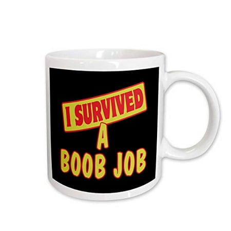 

3dRose I Survived A Boob Job Survial Pride And Humor Design Ceramic Mug 15-ounce