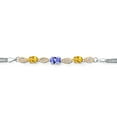 thumbnail image 2 of Gem Stone King 925 Silver and 10K Yellow Gold Blue Tanzanite and Yellow Citrine and White Lab Grown Diamond Bracelet for Women (1.71 Cttw, Gemstone December Birthstone, Oval, Wheat Chain, 7.5 inches), 2 of 5