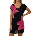 thumbnail image 2 of Swimsuit Coverup for Women Stylish Printed Mesh Summer Beach Lightweight Sheer Cover Up Short Sleeve Swimwear Beachwear(Black,S), 2 of 6