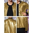 thumbnail image 6 of INSPIRE CHIC Men's Jackets Shining Bomber Shiny Reflective Zip Up Ribbed Cuffs Jackets S Golden, 6 of 6