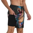 thumbnail image 3 of Haiem Blue Dinosaur Men'S Quick-Dry Swim Trunks: Comfortable Beach Shorts With Mesh Lining And Pockets - Ideal For Swimming And Sunbathing Large, 3 of 9