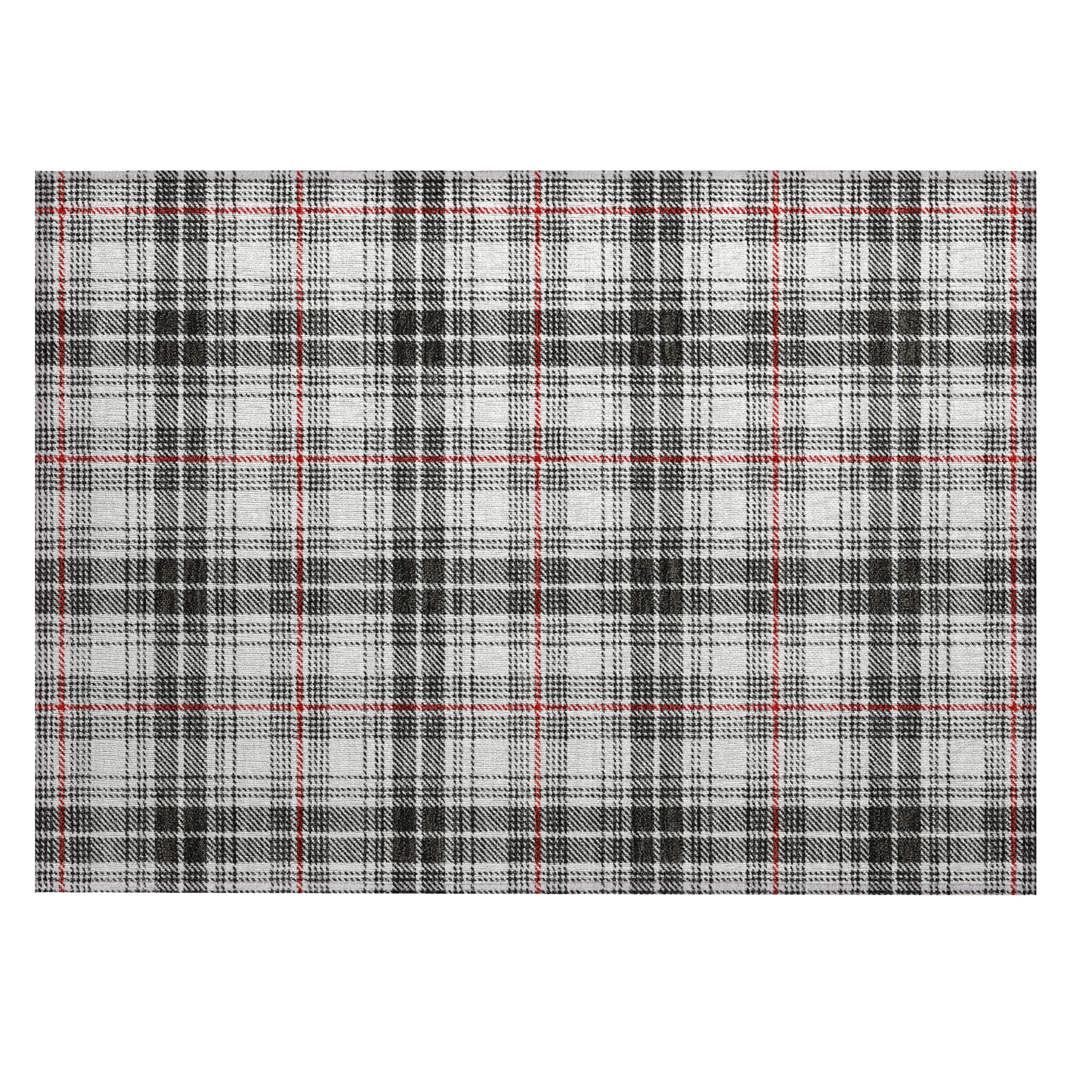 Addison Rugs Chantille Indoor/Outdoor Transitional Plaid Black Washable Rectangle Rug, 1'8" x 2'6"