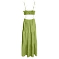 thumbnail image 5 of Sngxgn Women Summer Dress Sleeveless Casual Button V Neck Midi Long Dress Beach Dress(Green,M), 5 of 6
