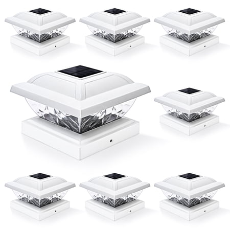 FKHouse Solar Powered LED Outdoor Fence Post Cap Lights, 8 Pack, Cold White