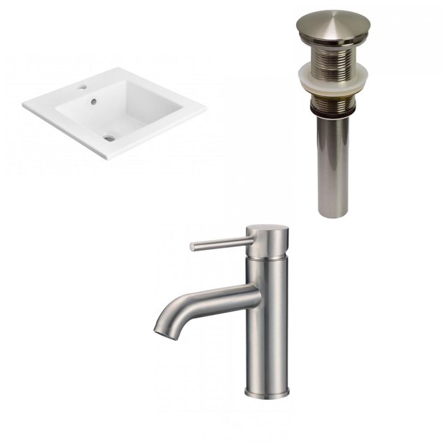 American Imaginations 21-in. W 1 Hole Ceramic Top Set In White Color - Drain Incl. AI-32724