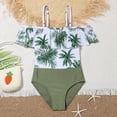 thumbnail image 3 of GYRATEDREAM Girl's One Piece Hawaiian Ruffle Swimsuit Off Shoulder Swimwear 8-12 Years, 3 of 6