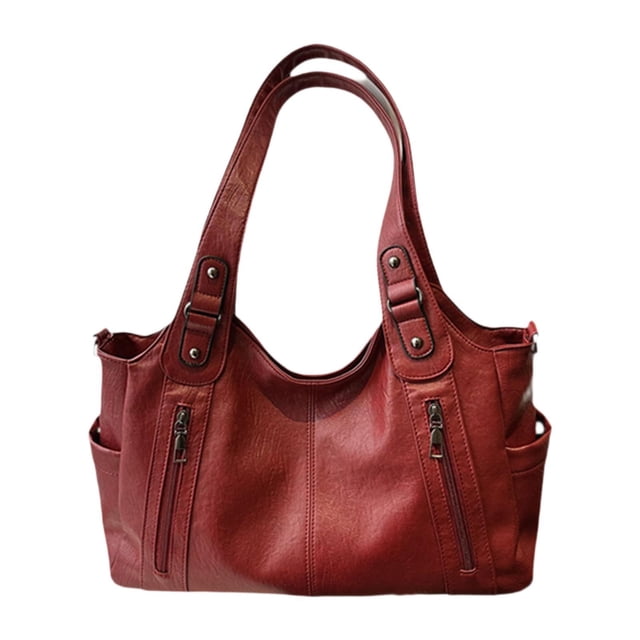 TISHITA Sac à Bandoulière pour Femmes Fermeture Éclair Sac Hobo pour Magasinage Rendez-Vous Vacances Rouge