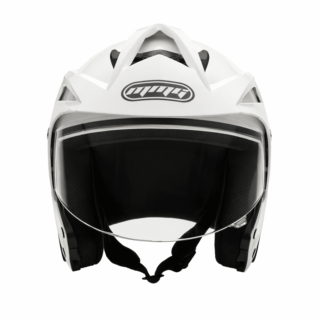 MMG Motorcycle Scooter Street Open Face Helmet DOT - Flip Up Shield - Gloss White (X-Large) Model 20