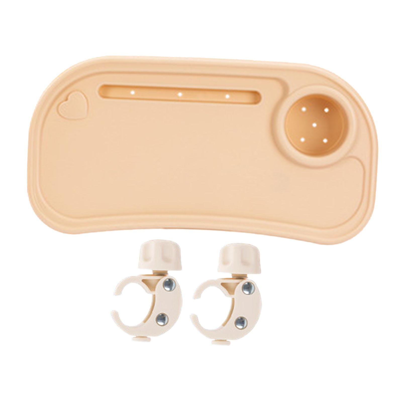 LeeQinersw Universal Stroller Snack Tray Stroller Tray Attachment Easy to Install Non Slip Partition Storage Detachable with Cups Holder Light Orange