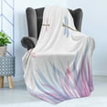 thumbnail image 4 of Dragonfly Soft Flannel Fleece Throw Blanket, Nature Themed Colorful Birds Like Bugs Flies on Flame Abstract Image, Cozy Plush for Indoor and Outdoor Use, 50" x 60", Violet Pink and Blue, by Ambesonne, 4 of 5