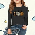 thumbnail image 2 of Thanksgiving Day Outfits Long Sleeve Cotton T-Shirts for Girls Pumpkin Plaid Printed Crewneck Fall Tops Tshirts (6-7 Years, Black 01), 2 of 5