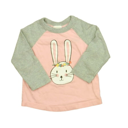 

Pre-owned Hanna Andersson Girls Pink | Gray Bunny Long Sleeve T-Shirt size: 18-24 Months