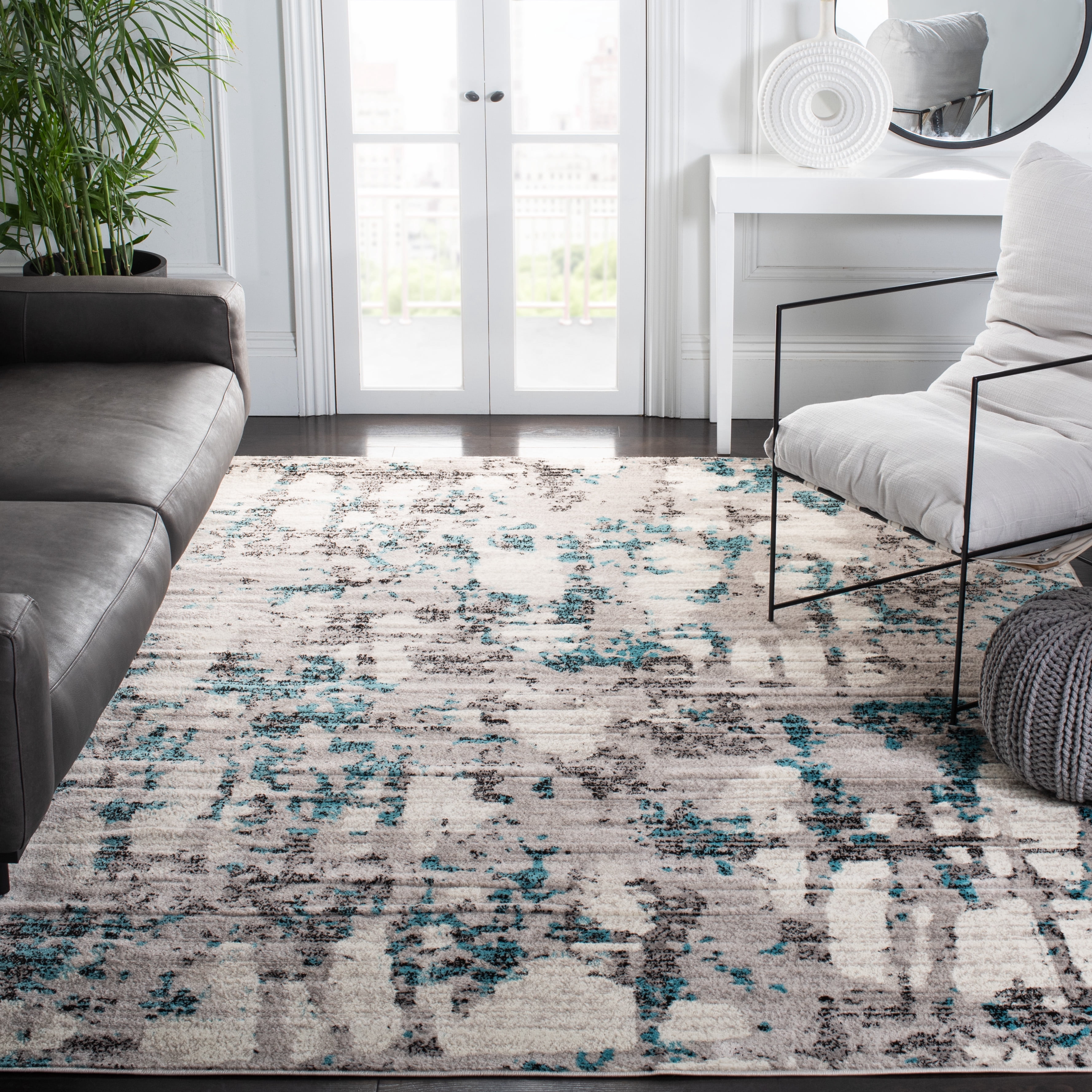 SAFAVIEH Skyler Langston Abstract Area Rug, Grey/Blue, 9' x 12'