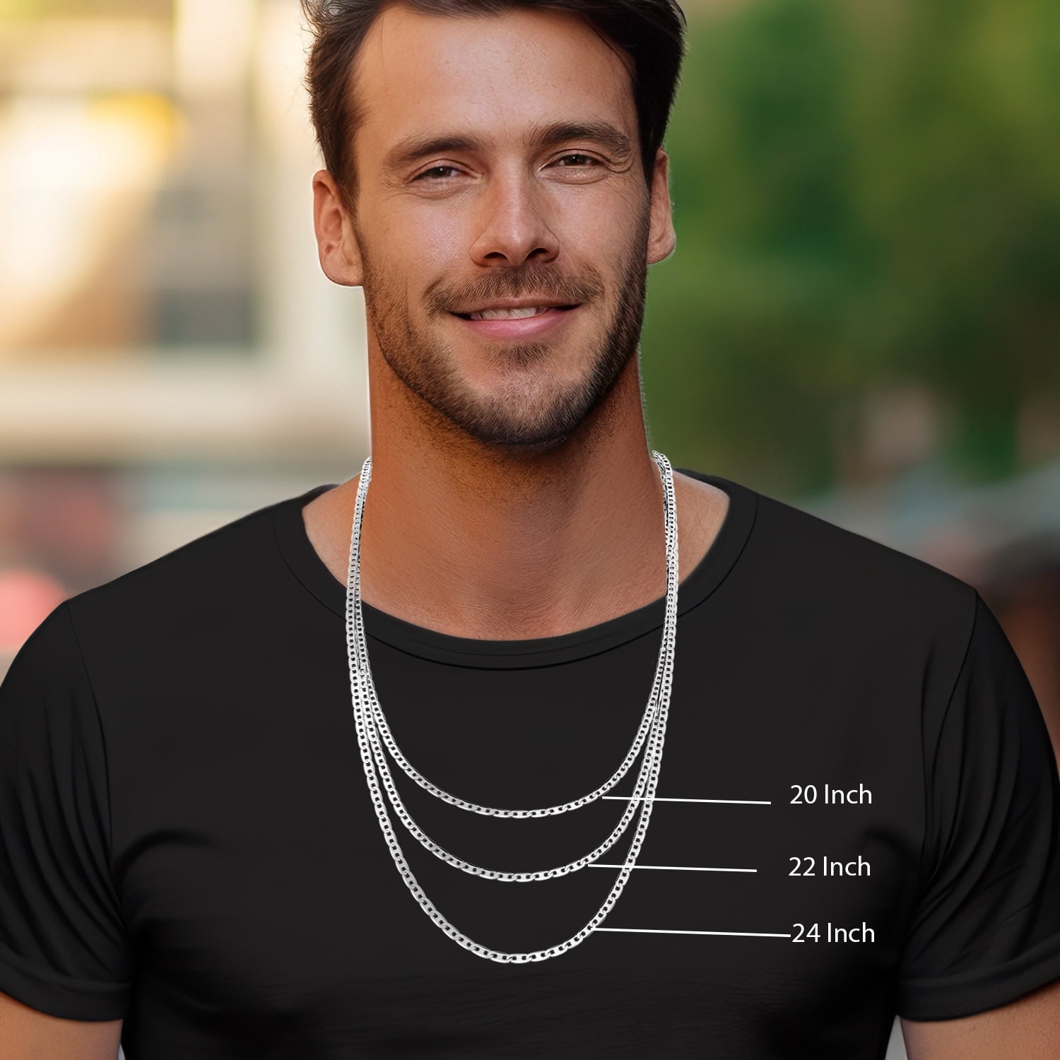 LeCalla 925 Sterling Silver Chain Necklace for Men and Women, 3MM Italian Mariner Link Chain Necklace 22" Inch Jewelry Gifts-Ready