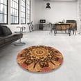thumbnail image 4 of Ahgly Company Tapis Rond Lavable en Machine Intérieur Transitionnel Orange, 7 Pieds Rond, 4 of 7