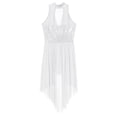 thumbnail image 6 of RUNQHUI Shiny Sequins Lyrical Dance Dress Modern Contemporary High-Low Skirted Leotard Dancewear for White XL, 6 of 7
