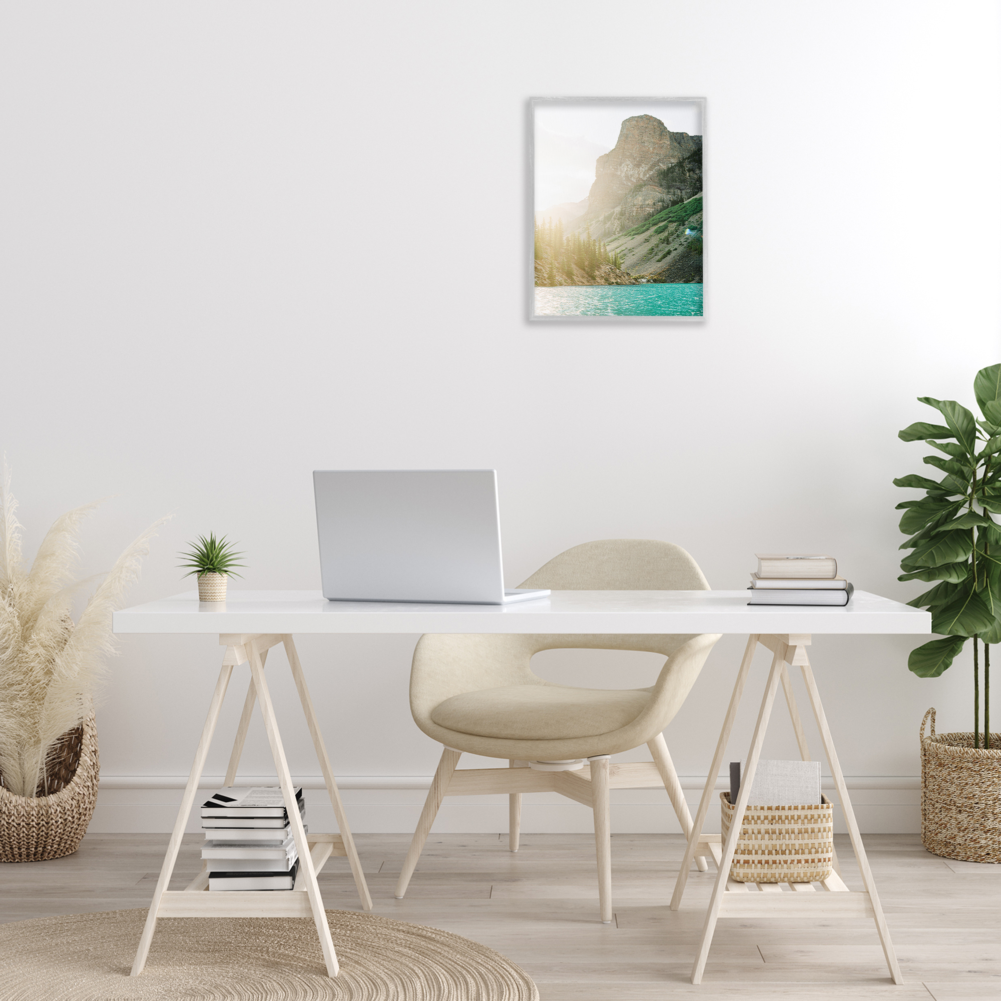 Stupell Industries Sunlit Hills Peak Landscape Photography Gray Framed Art Print Wall Art, 16 x 20