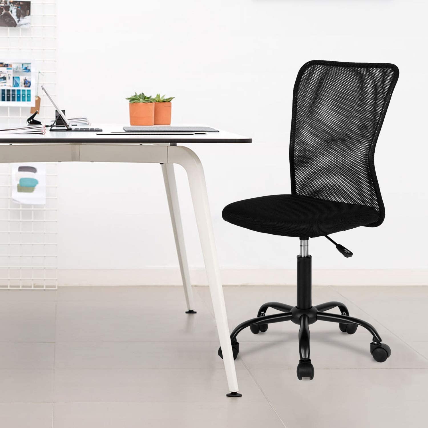 FDW Ergonomic Office Chair, Mesh, Mid-Back, Swivel Rolling for Men, Women(Black)