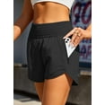 thumbnail image 5 of MLDRA Womens Running Shorts High Waisted Athletic Shorts Built-in Liner Black Gym Workout Shorts with Zipper Pocket, 5 of 8