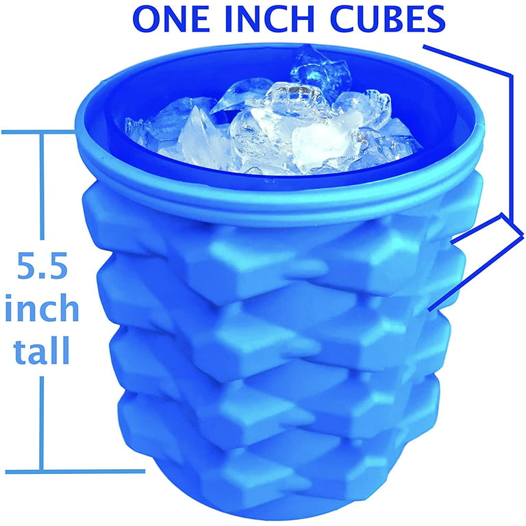 Ice Cube Mold Ice Trays丨Large Silicone Ice Bucket丨Ice Cube Maker丨Round丨Portable  (Dark blue)