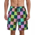 thumbnail image 2 of Colorful Colorblock Gym Shorts Summer Checkerboard Casual Beach Shorts Males Surfing Comfortable Custom DIY Swimming Trunks, 2 of 5
