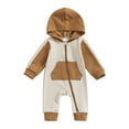 thumbnail image 6 of Douhoow Baby Boys Girls Zipper Hood Jumpsuit 3 6 12 18 Months Infant Fall Contrast Color Romper Long Sleeve Crew Neck Bodysuits, 6 of 9