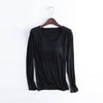 thumbnail image 4 of zaveiop Fall Clearance Women's Clothing Sleep and Lounge Pajamas Tops Long Sleeve Crewneck Lightweight Tee Built in Bra Ladies Sleep Shirts (Black, XL), 4 of 8