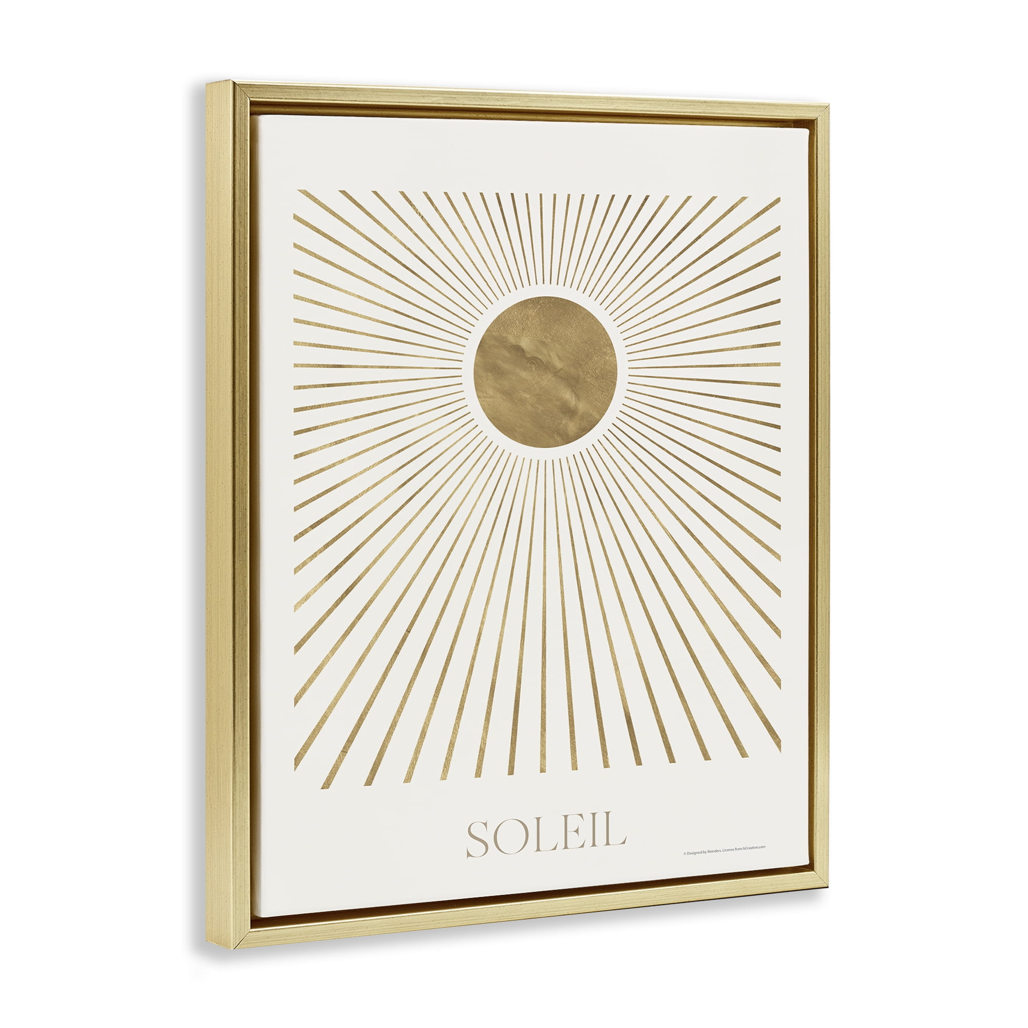 Stupell Industries Soleil Boho Sun Astrology & Stars Painting Gold Floater Framed Canvas Art Print Wall Art, 17 x 21