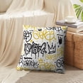 thumbnail image 3 of LALILO Throw Pillow Covers Youth Curtains Monochrome Black Graffiti Cushion Cover 18" x 18", 2 Pack, 3 of 6