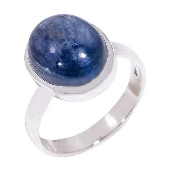 Natural Blue Kyanite Stone 925 Sterling Silver Statement Ring Jewelry Gift for Her