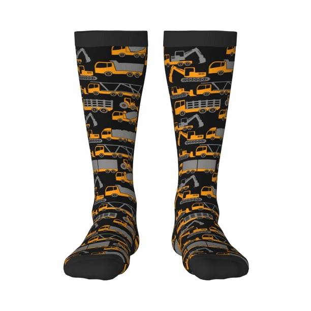 Balery Yellow Excavator Calcetines novedosos Calcetines deportivos Calcetines hasta la rodilla Calcetines de algodón Calcetines originales y geniales