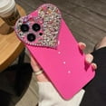 thumbnail image 4 of Glitter Case for iPhone 15, Cute 3D Heart Design with Crystal Diamond Rhinestone Bling Sparkly Camera Soft Silicone Shockproof Women Girls Slim Protective Phone Case for iPhone 15 6.1" (Pink), 4 of 4