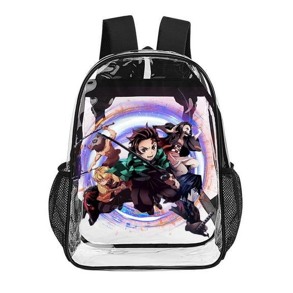 Demon Slayer Clear Backpack Heavy Duty Transparent Backpack See Through Book Bag for College School Travel Work Sports