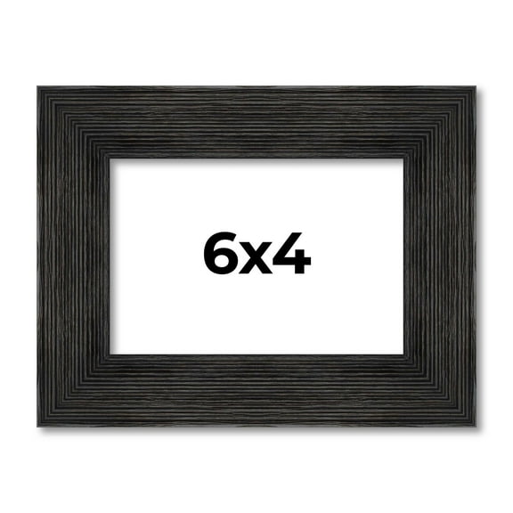 6x4 Black Rustic Wide Barnwood Picture Frame - UV Acrylic, Foam Board Backing, Hanging Hardware