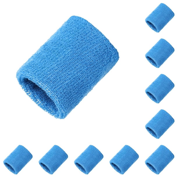 Wosthever muñequera deportiva muñequera absorbente de sudor muñequera elástica unisex para niños adultos, joyería azul azul real 10piezas