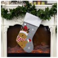 thumbnail image 4 of Medias de Navidad de tartán gris plateado con pingüino, reno de Papá Noel, bordado, venta al por mayor, 4 of 4