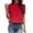 a-Red35880, variant on VNKIDY Women's Solid Color Slim Fit T Shirts Short Sleeve Stand Collar Ruffled Blouse For Office Casual Daily Wear Versatile Tops