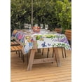 thumbnail image 3 of Outdoor Tablecloth with Umbrella Hole for Patio/Picnic/Party/Camping, Blue Purple Gnomes Waterproof Table Cloth Rectangle Table Cover Washable, Spring Country Hydrangea Flower Leaf (60"x 120"), 3 of 8