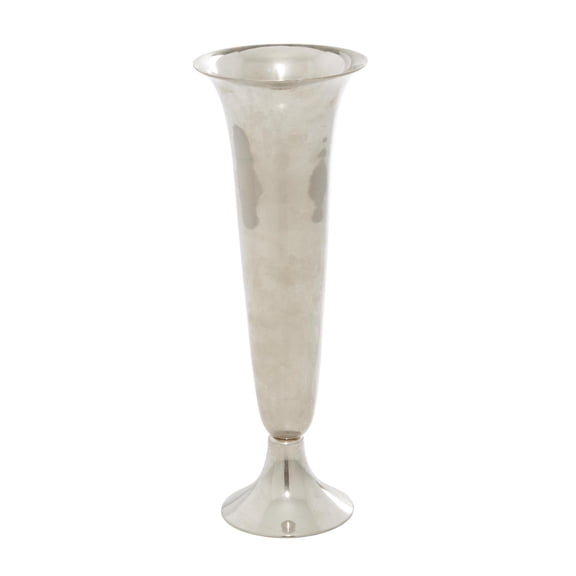DecMode 10" Fluted Silver Aluminum Metal Vase