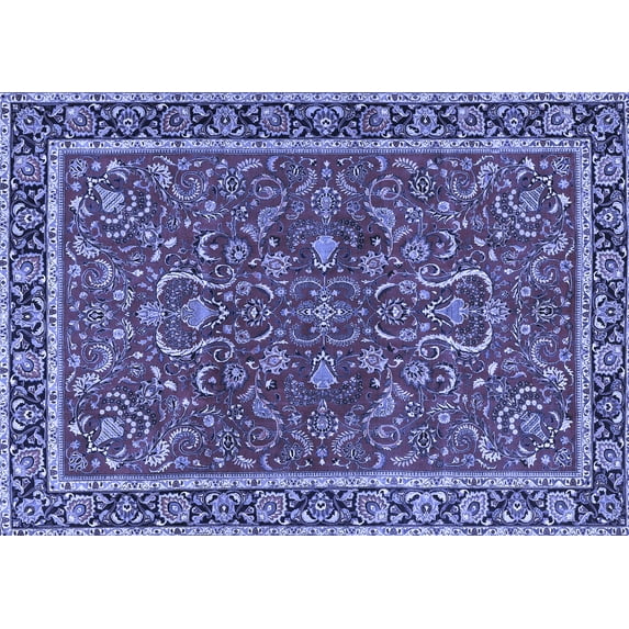 Ahgly Company Machine Washable Indoor Rectangle Persian Blue Traditional Area Rugs, 8' x 12'