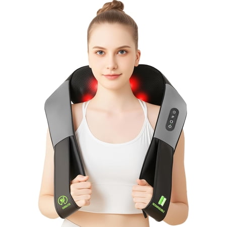 Cordless Shiatsu Neck and Shoulder Massager, Back Massager with Heat,Massage Deeper Tissue 4D Kneading Massage for Shoulder, Neck and Back, Use at Home, Office, Car - Gifts for Fathers Day Dad Gift