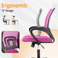 thumbnail image 4 of Mid Back Computer Chair Mesh Office Chair Height Adjustable Task Rolling Swivel Chair Comfortable Seat & Back Support Ergonomic Desk Chair with Armrest & 360 Degree Casters,Pink, 4 of 7