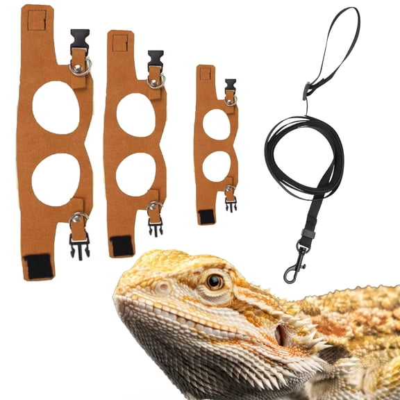 Bearded Dragon Harness and Leash Set 3pack Lizard Harness with Traction Rope for Small Reptiles Outdoor Walking(3 Sizes)