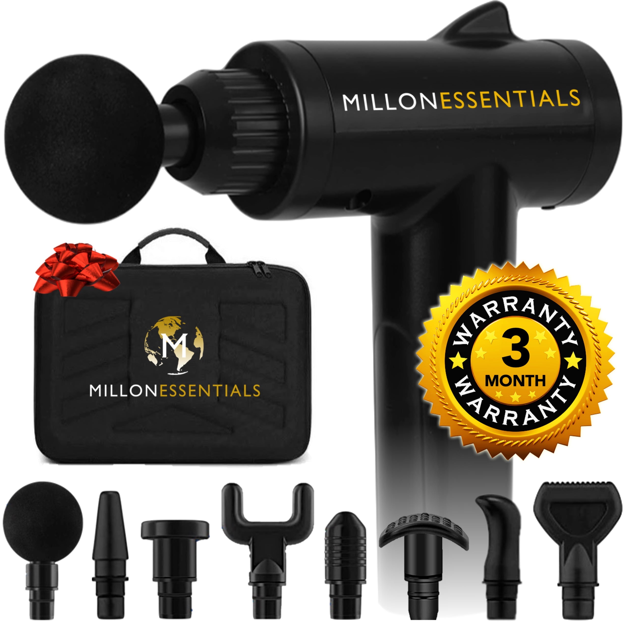 MillonEssentials V4SHARK Deep Tissue Massage Gun - #1 Muscle Percussion Massager - 6 Speeds - 8 Heads