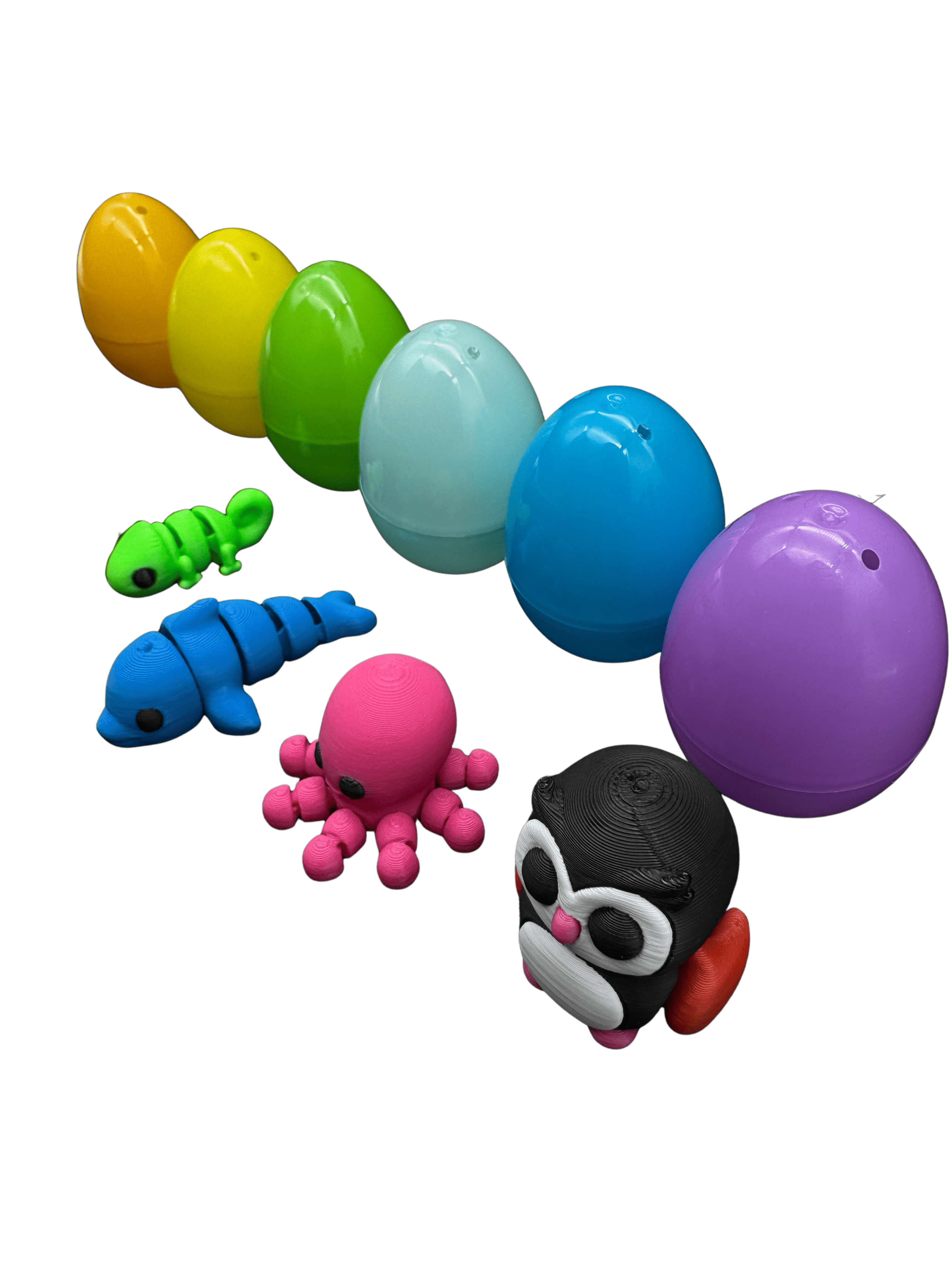 24pk Pre-Filled Easter Eggs with 3D Printed Articulated Mini Animals | Over 80 Unique Animals!| Ultimate Easter Egg Hunt Surprise | Easter Basket Stuffers