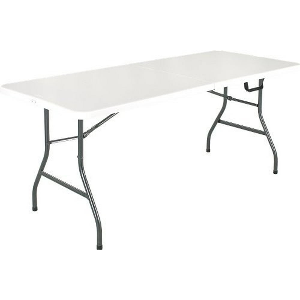 Cosco Products Centerfold Folding Table, 6-Feet, White Specked Pewter ...