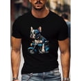 thumbnail image 1 of Camiseta con estampado de perro en motocicleta, talla S, para hombre, informal, de manga corta, para verano, para adultos, hombres, mujeres, adolescentes, jóvenes., 1 of 7